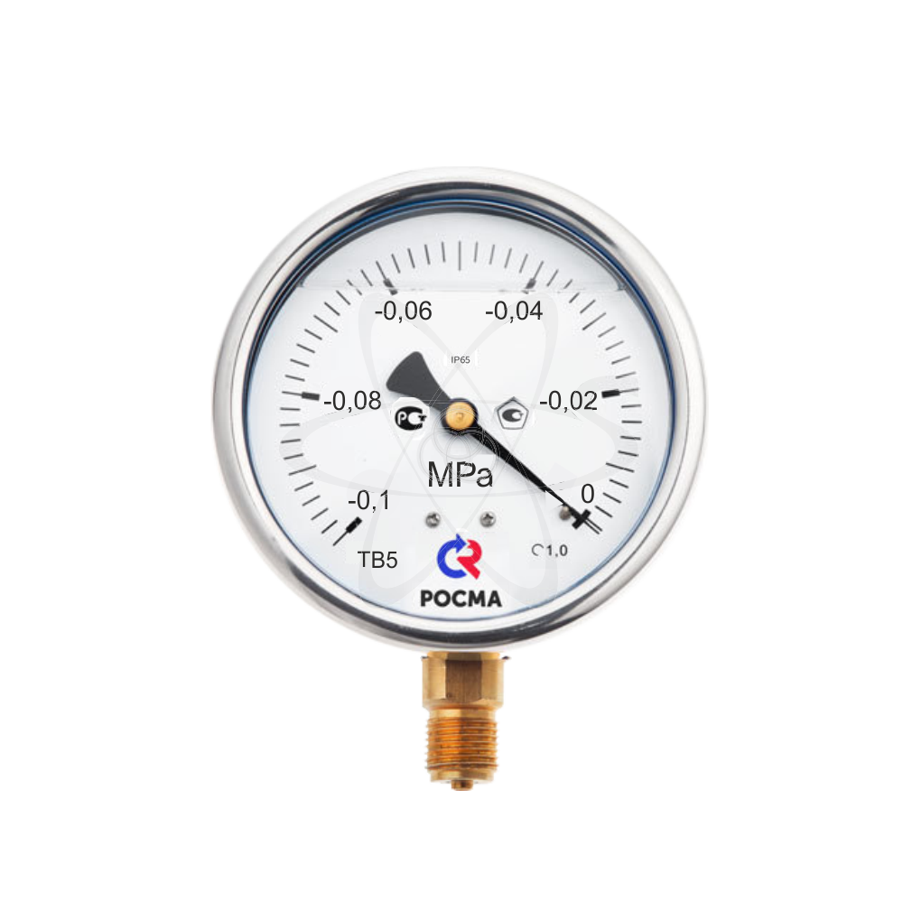 Вакуумметр ТВ-520Р.00 (-0,1...0 MPa) M20x1.5.150C.1.0 с гидрозаполнением