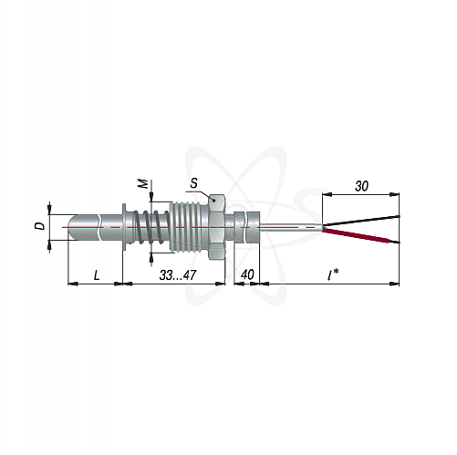ДТПL124-00.80/2 (ТХК, L=80мм, d=6,каб-2м.-40+400С)