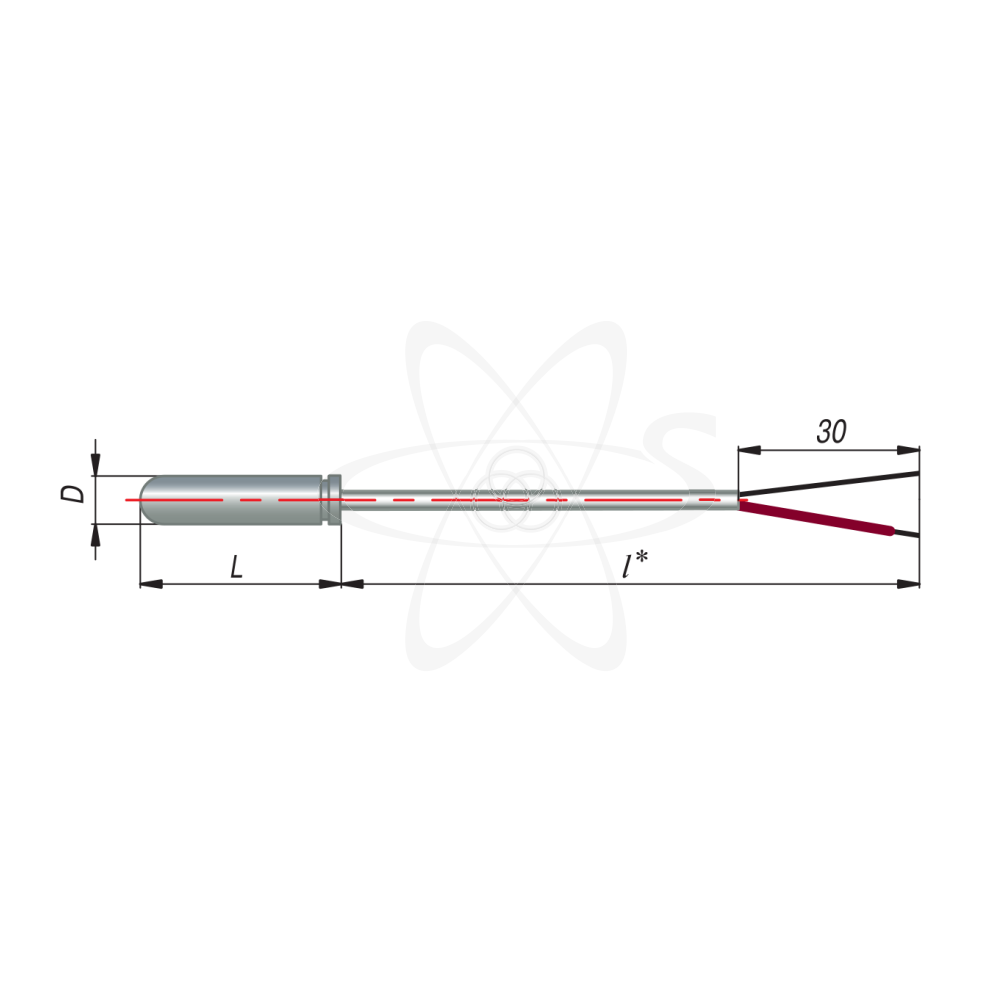 ДТПК014-00.25/6(ТХА, L=25мм, каб. 6м, d=5мм, -40+400С)