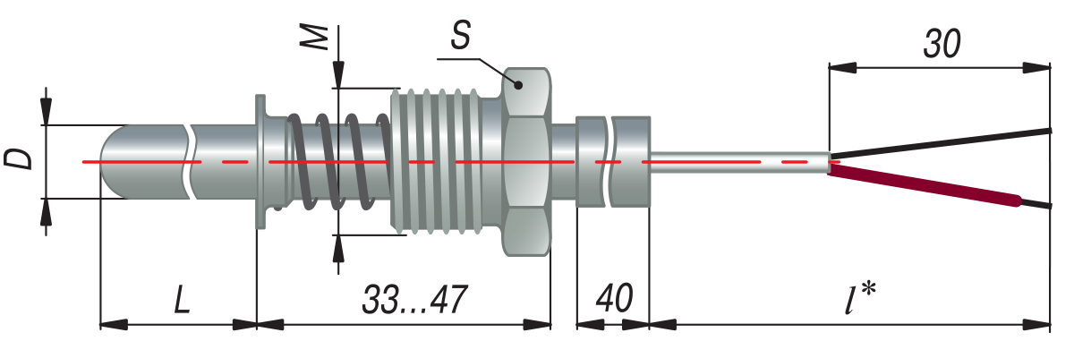 ДТПL124-00.120/1,5К (ТХК, L=120мм, d=6,каб-1,5м.-40+400С)