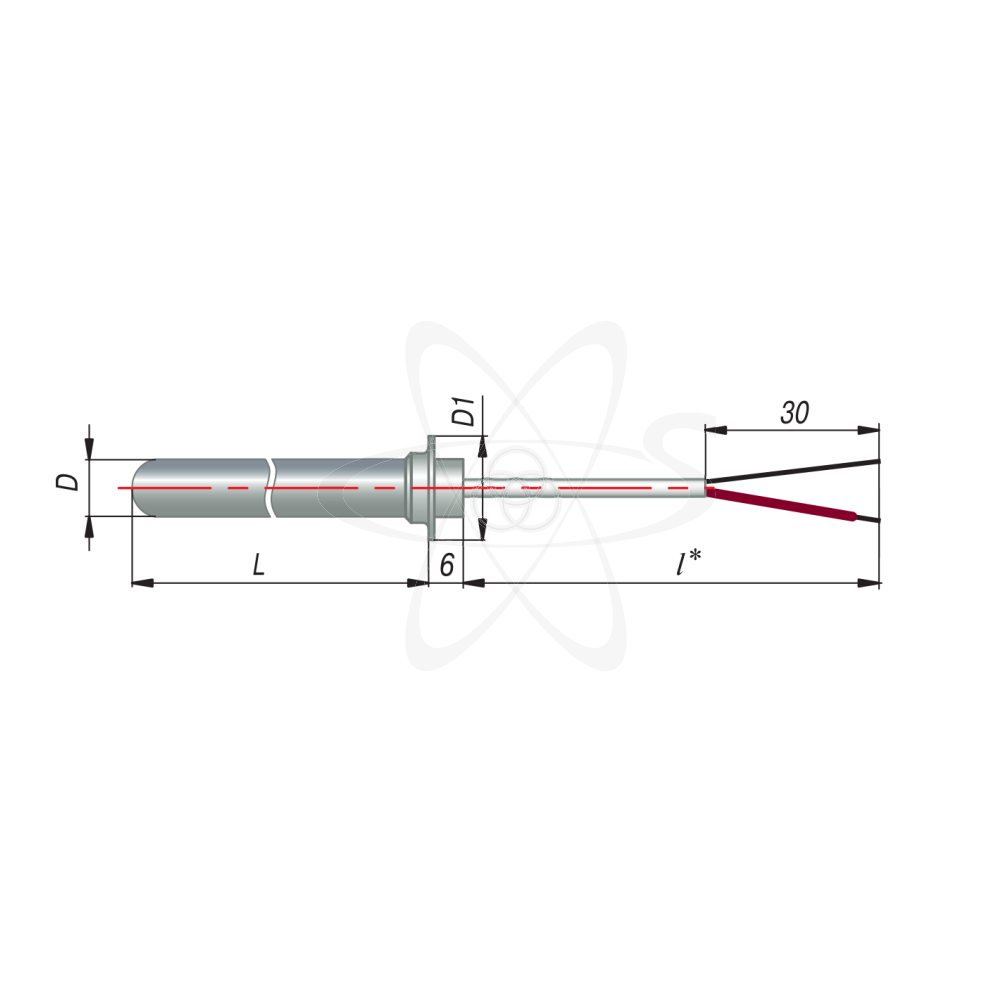 ДТПL094-00.70/1,5(ТХК, L=70мм, каб. 1,5м, d=6мм, -40+400С)